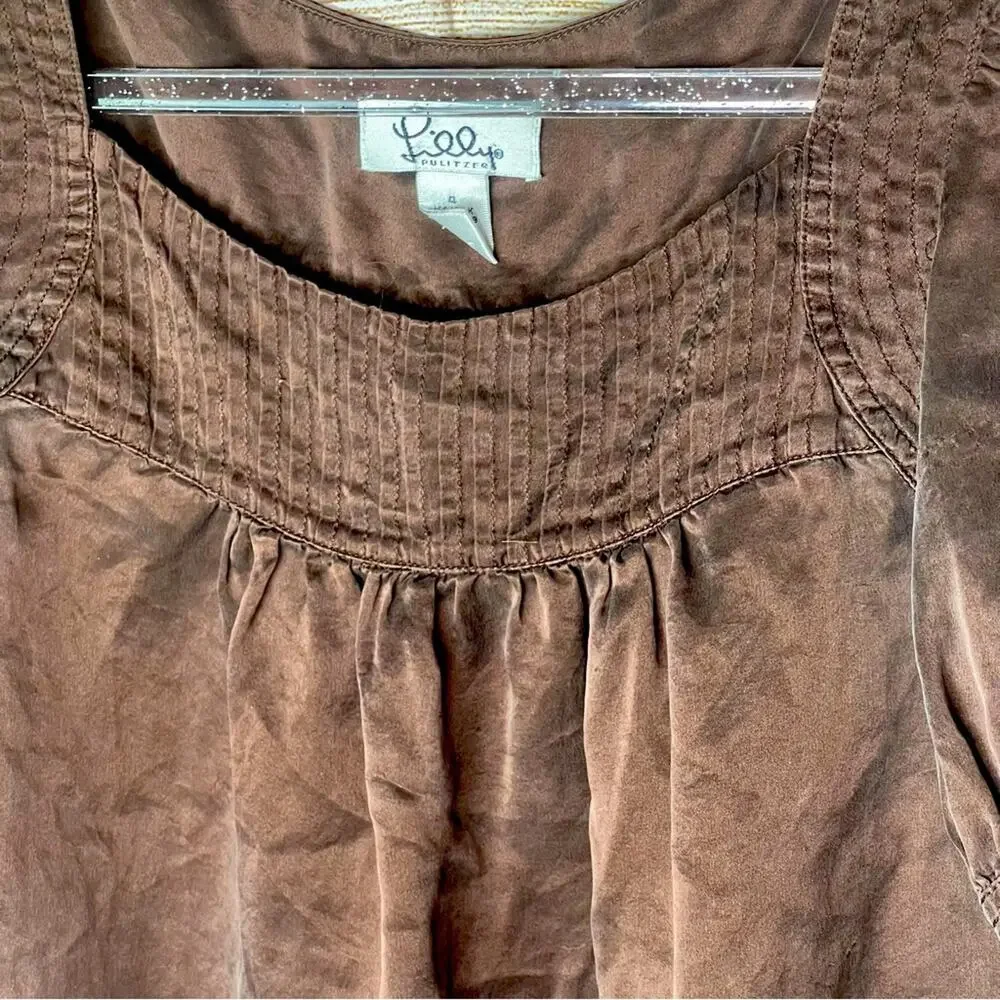Lilly Pulitzer 100% Silk Blouse - Chocolate Brown